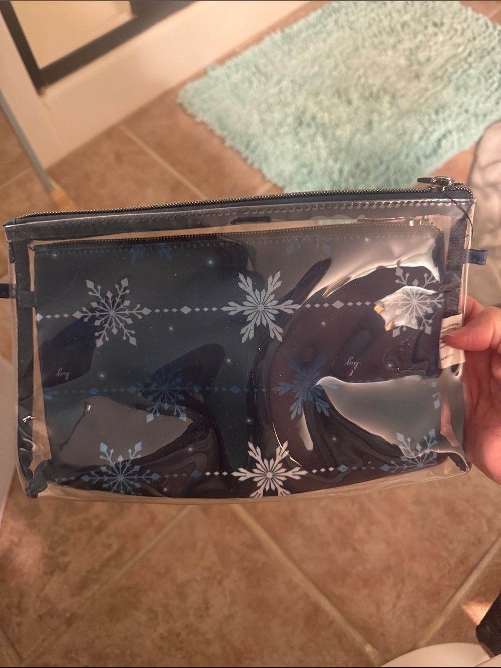 Lug Navy Cosmetic Pouch with Blue & White Snowflakes